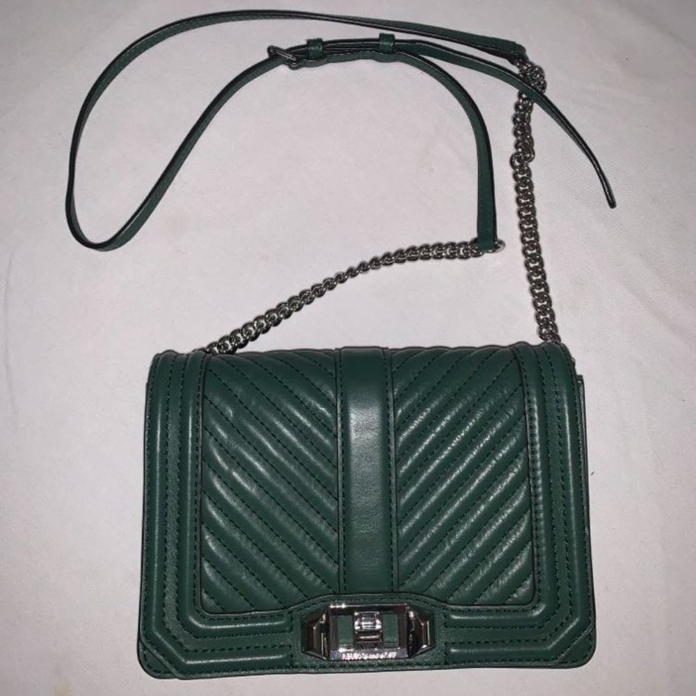 Rebecca Minkoff Hunter Green Quilted Leather Chevron Crossbody Bag